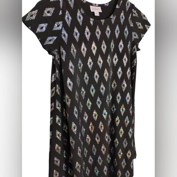 LuLaRoe Scarlett dress Black with        Iridescent Silver Diamonds size 10 - Picture 6 of 10